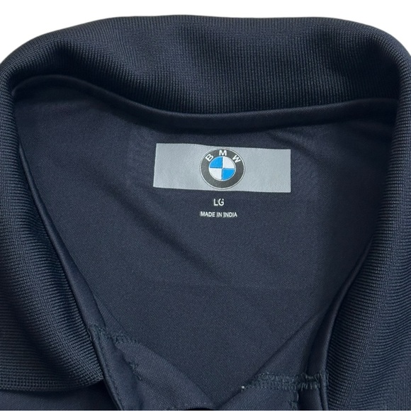 BMW Polo Shirt Men’s Large Navy Blue Polyester Short Sleeve Authentic OEM Merch - Picture 2 of 5